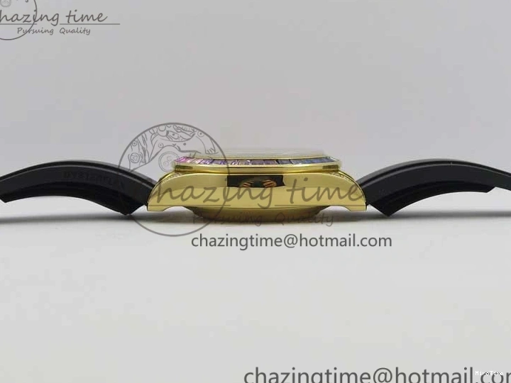 MiroTime 0124 Daytona 116589RBOW YG Rainbow Crystal BLF Best Edition Black Dial on Rubber Strap A EasyMatch 3238